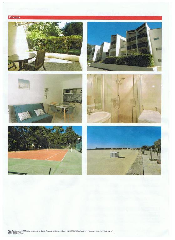 un collage de photos de différents bâtiments et une table dans l'établissement Résidence Le Vallon à 180 m de la plage, à Saint-Georges-de-Didonne