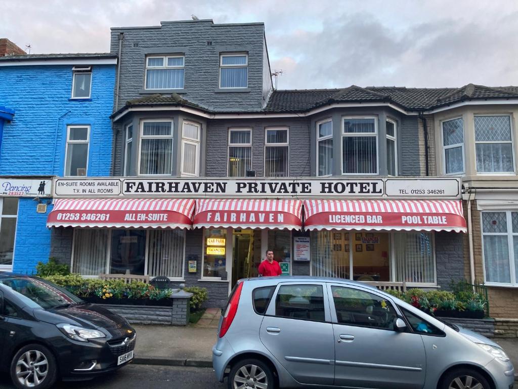 a car parked in front of aarma hayuana private house at Fairhaven Hotel on Woodfield Road in Blackpool