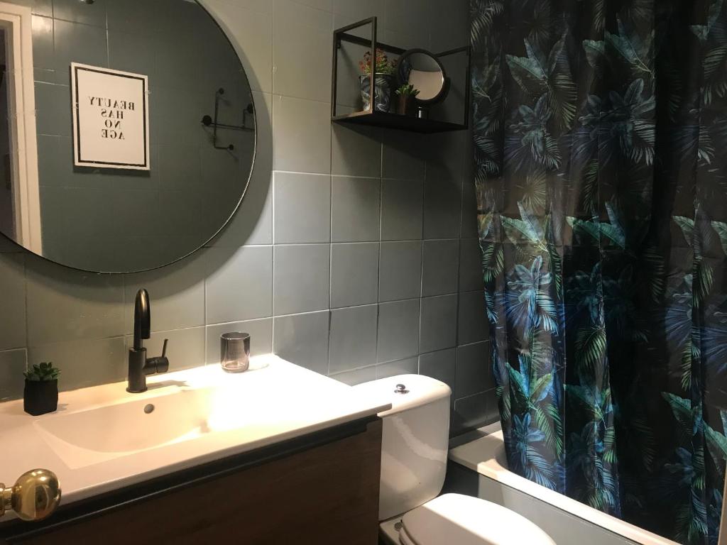 Kúpeľňa v ubytovaní Apartamento con encanto y terraza en Barri Vell de Girona, El Cul de la Lleona