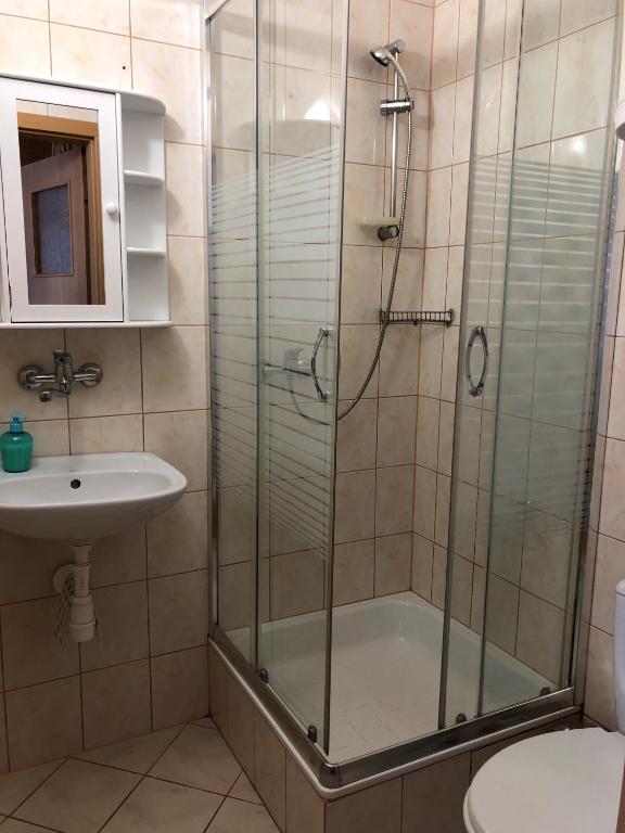 Koupelna v ubytování Apartamenty pod dębem