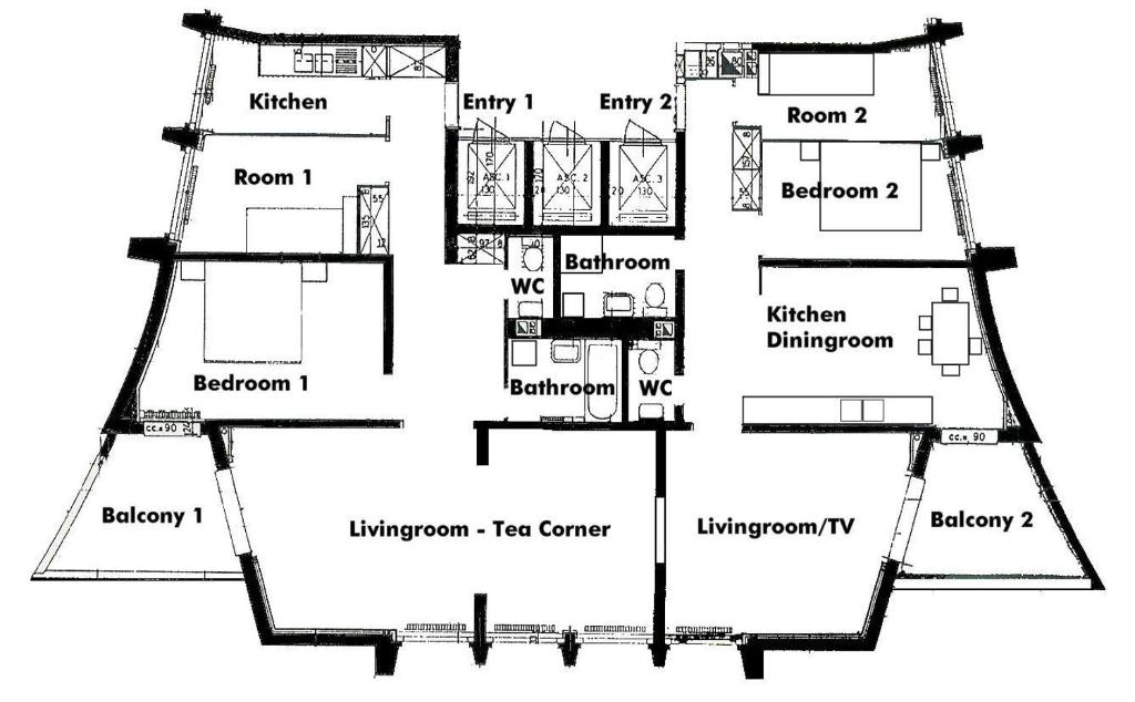 Půdorys ubytování Fabulous Lakeside Family Apartment | 4 Rooms