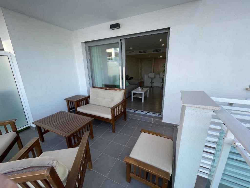 Posezení v ubytování Amazing Duna Beach Seafront Apartament