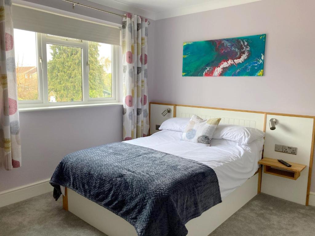 1 dormitorio con cama y ventana en Orchard House en Swindon