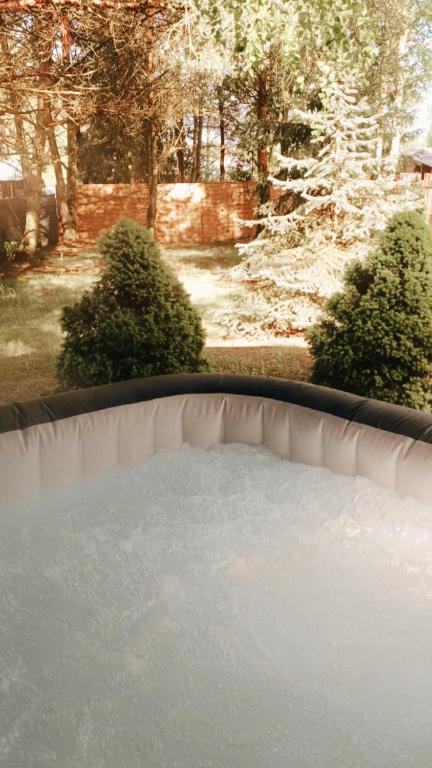 Vonkajšia záhrada v ubytovaní DOM LAS 2-natura, relaks, jacuzzi, akwen Jeziorsko