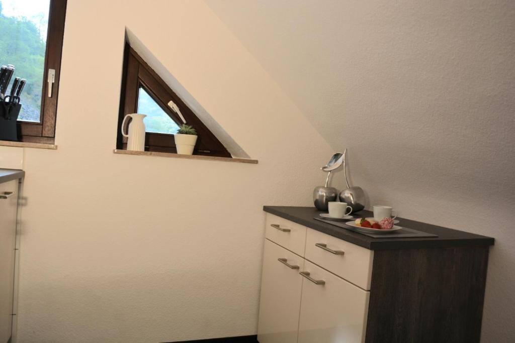 Kuchyň nebo kuchyňský kout v ubytování Ferienwohnung Traumzeit
