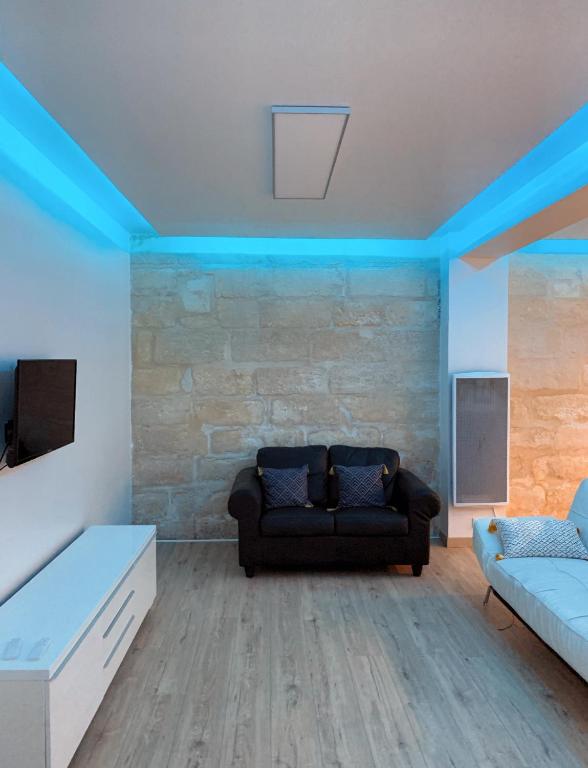 un salon avec un canapé et une télévision dans l'établissement Bel appartement AVIGNON CENTRE, à Avignon