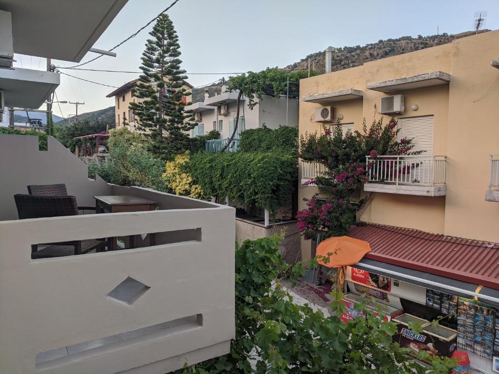 a view from the balcony of a building at Pension Irene in Sougia