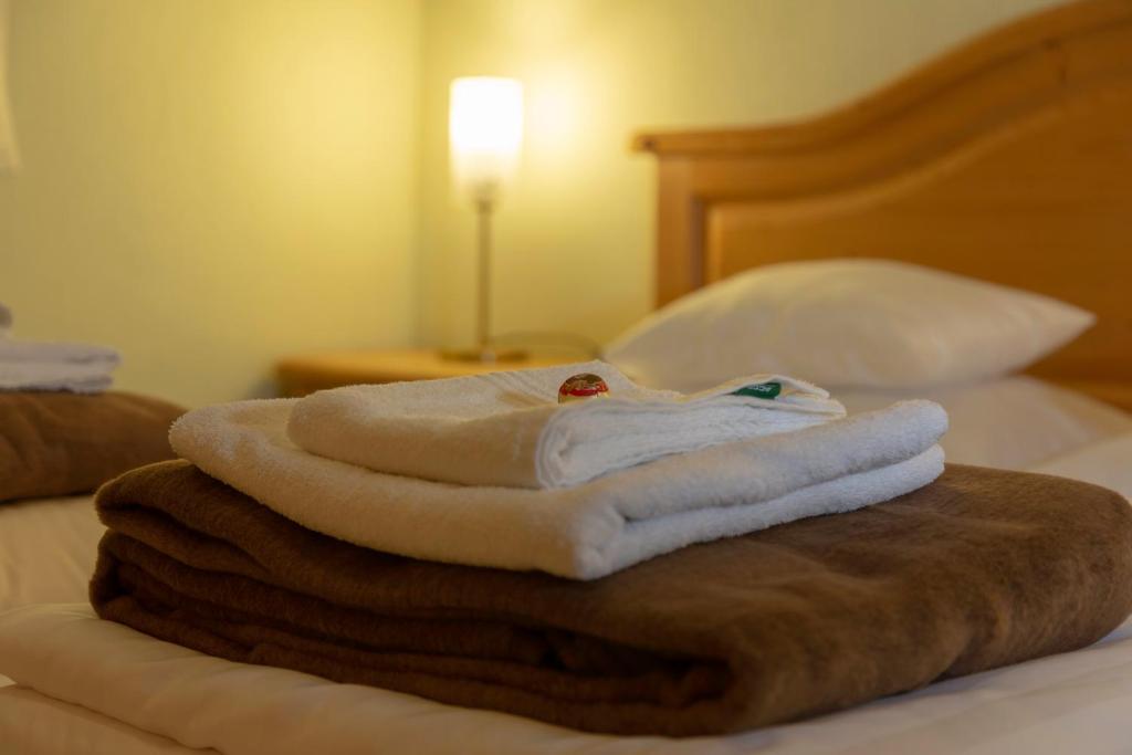 Postel nebo postele na pokoji v ubytování Four Seasons Lodge