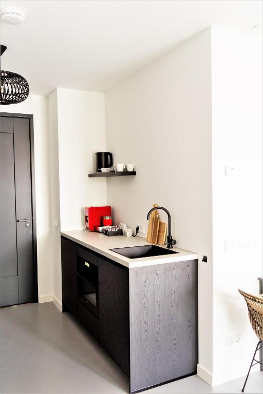 Kuchyň nebo kuchyňský kout v ubytování B&B Ganzendiep aan het water