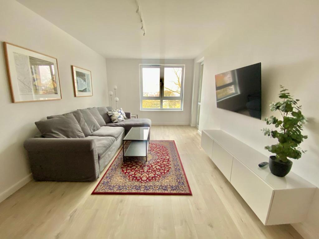 TV a/nebo společenská místnost v ubytování Rodzinny Apartament Platany Centrum
