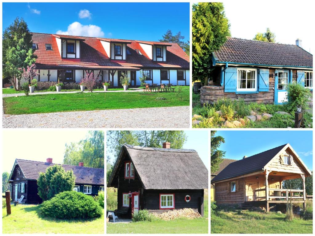 quatro imagens diferentes de uma casa em Ranczo Annabella em Przybiernów