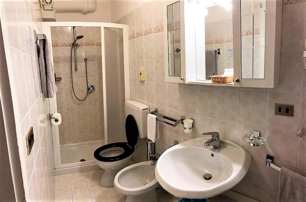 Koupelna v ubytování Hotel Aurora