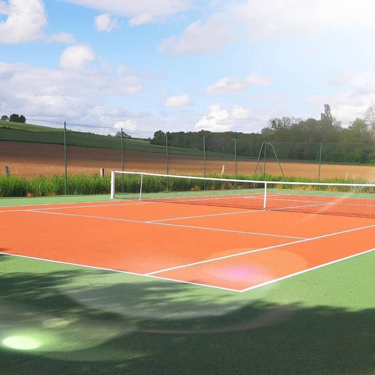 - un court de tennis avec un filet dans l'établissement Relais Saint Vincent, à Thonville