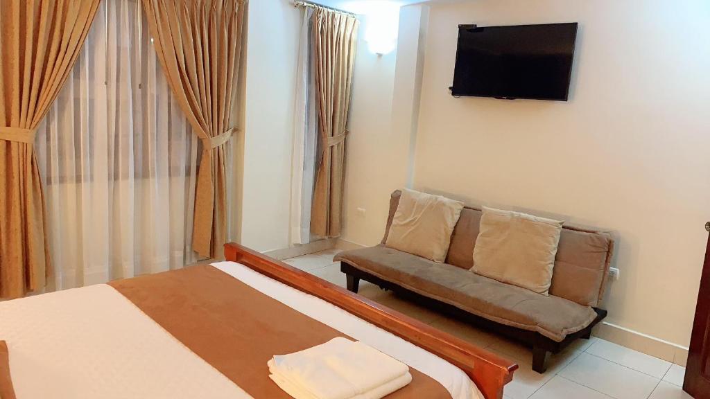 TV a/nebo společenská místnost v ubytování Hotel Caluva