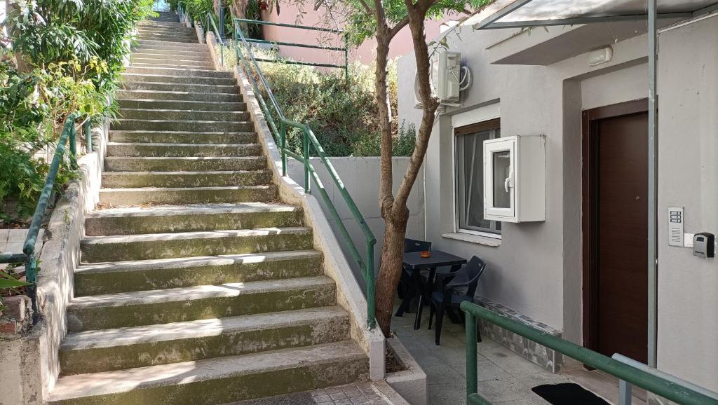 a stairway leading up to a building at Peaceful Oasis in Athens