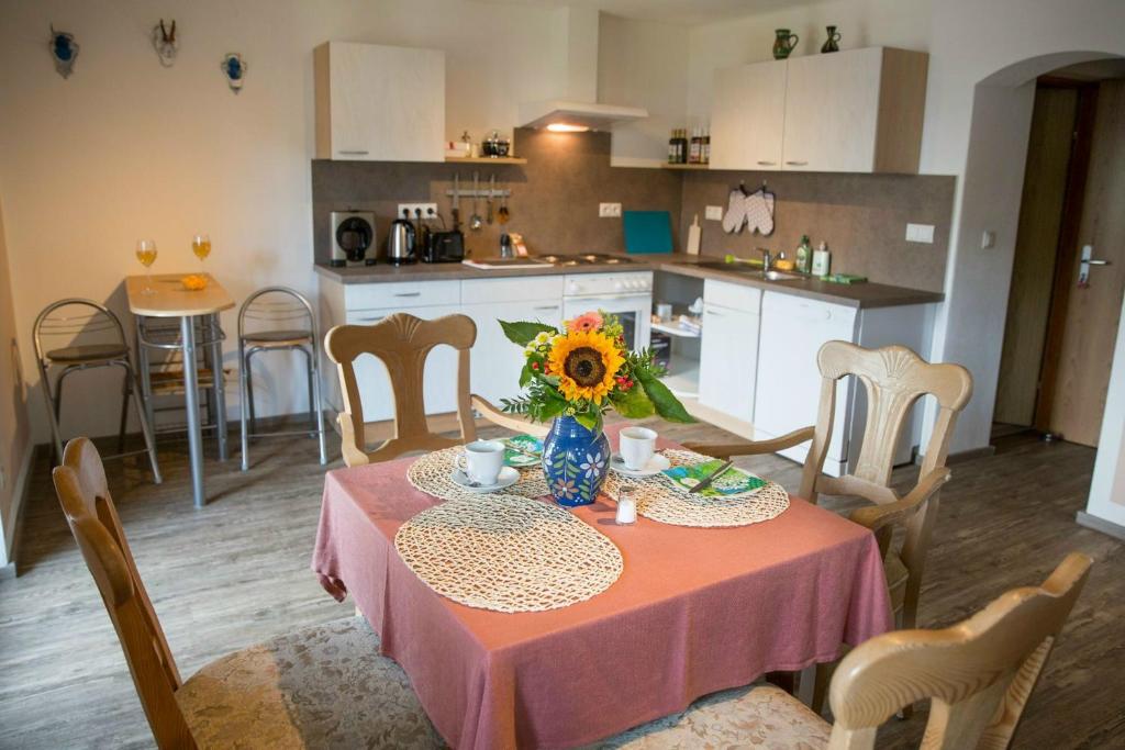 Kuchyň nebo kuchyňský kout v ubytování Haus Bergfreund