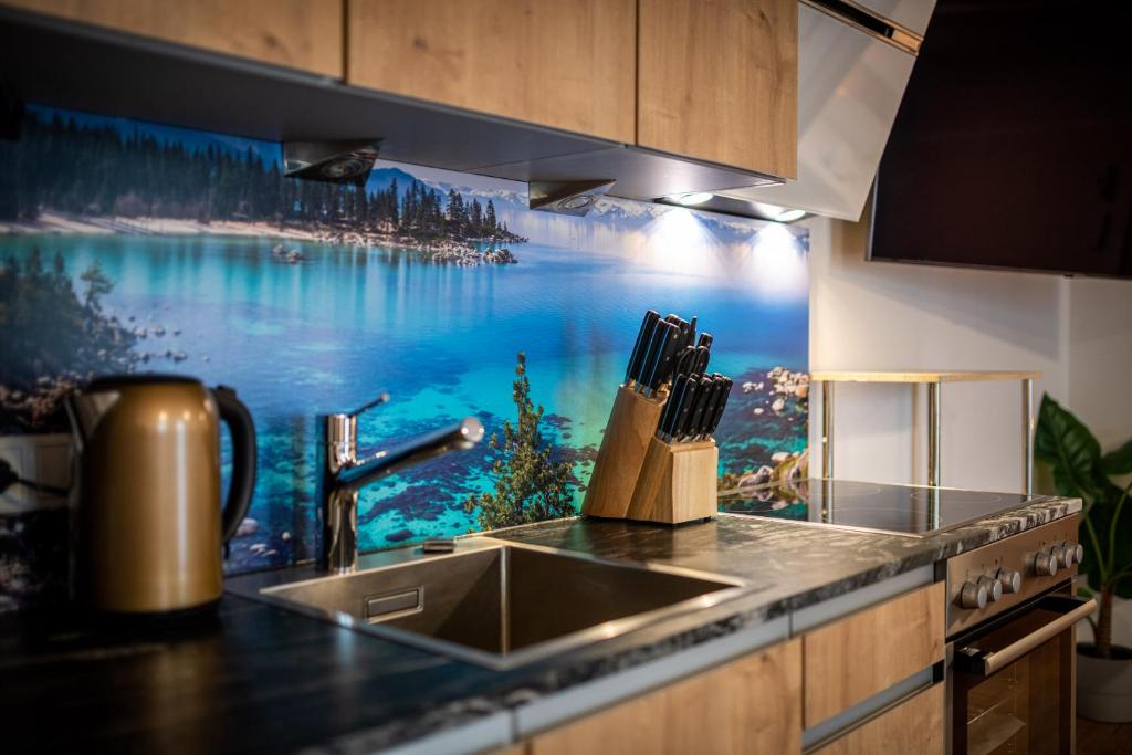 A kitchen or kitchenette at Amelies Mountain View