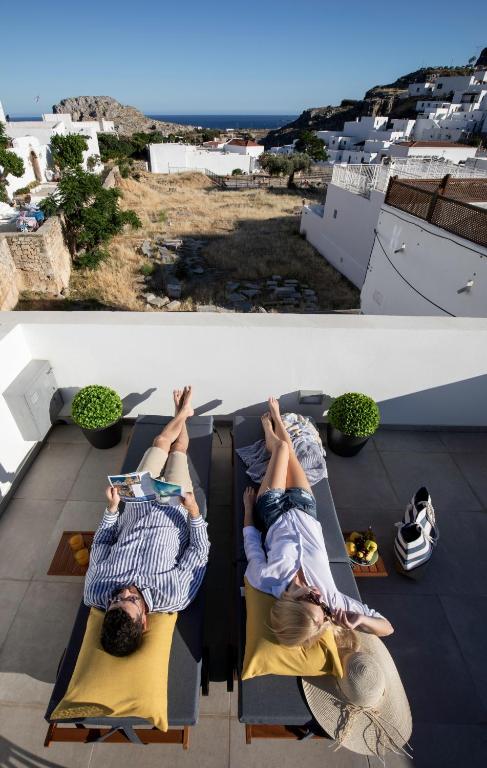 Balkón nebo terasa v ubytování Lindos Serenity Suites