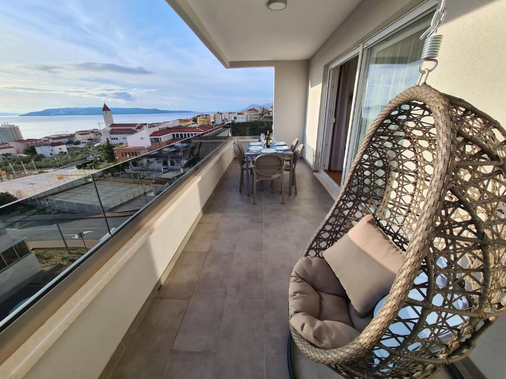 Balkón nebo terasa v ubytování Mariposa Makarska 83m2 new apartment with garage