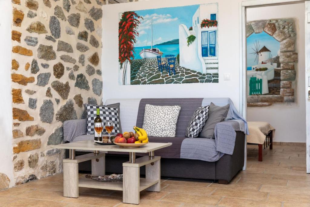 Posezení v ubytování The Stone House Naxos