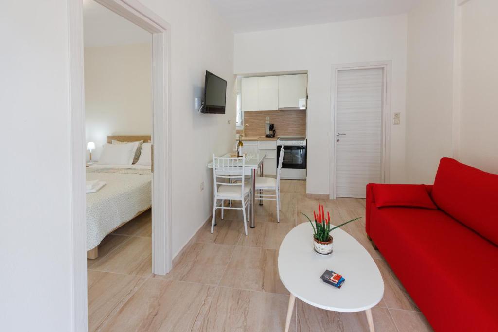 Kuchyň nebo kuchyňský kout v ubytování (Apt.2) Lofos Apartments in Vergia Halkidiki