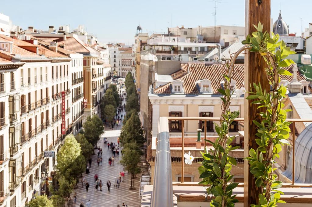 vistas a una calle de una ciudad con edificios en Francisco I Boutique en Madrid