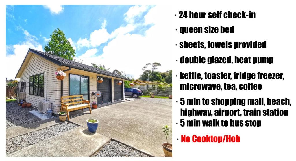 a flyer for a tiny house with descriptions of its features at Atarau Grove Studio in Paraparaumu