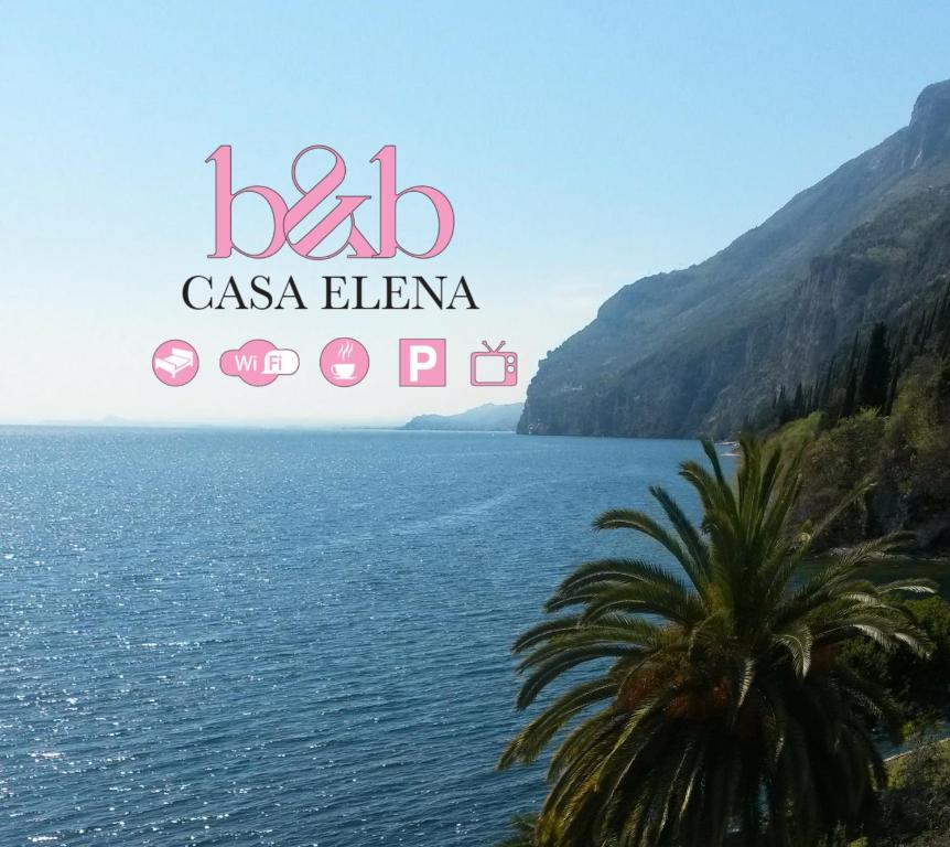 a palm tree in front of a large body of water at B&B Casa Elena Room and Apartments with parking in Gargnano