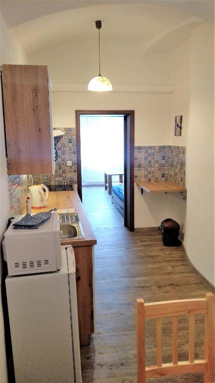 Kuchyň nebo kuchyňský kout v ubytování Apartmány Kukaččí hnízdo