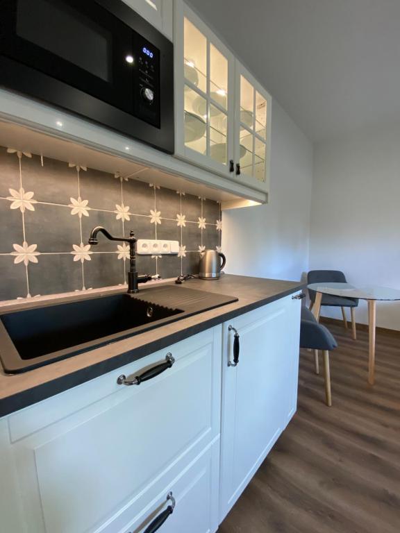 Η κουζίνα ή μικρή κουζίνα στο Apartmány V uličce Frymburk