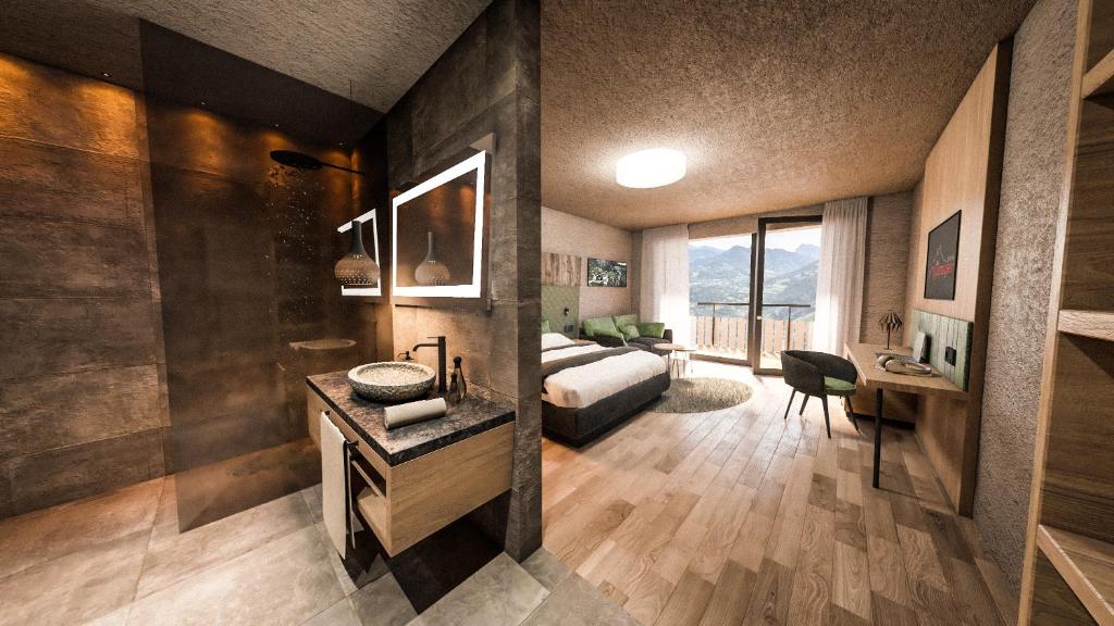 Postel nebo postele na pokoji v ubytování Hotel Klostersepp