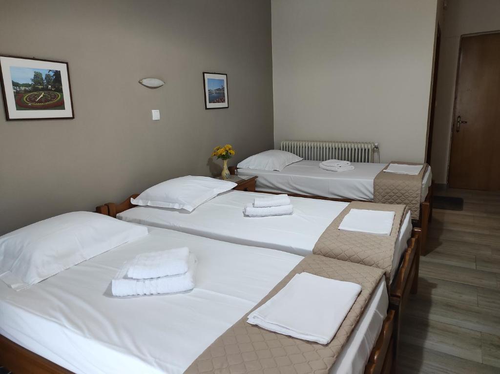 Postel nebo postele na pokoji v ubytování Ενοικιαζόμενα Δωμάτια Ενιπεύς- Rooms Enipeas