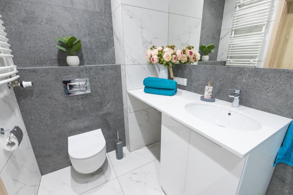 Kúpeľňa v ubytovaní HollyŁódź Apartment NETFLIX
