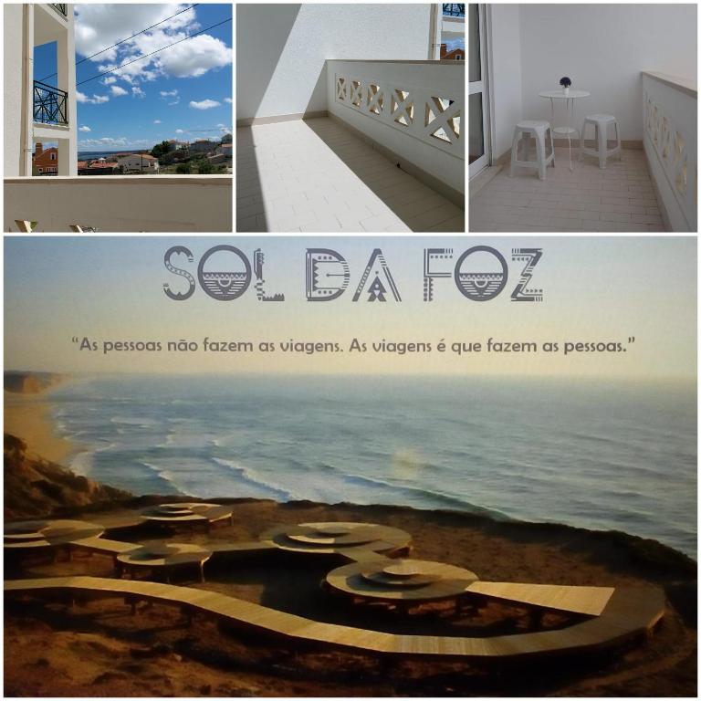 a collage of photos with a picture of the ocean at Sol da Foz in Foz do Arelho