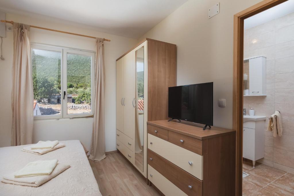 Televízia a/alebo spoločenská miestnosť v ubytovaní Apartman Ana Marija