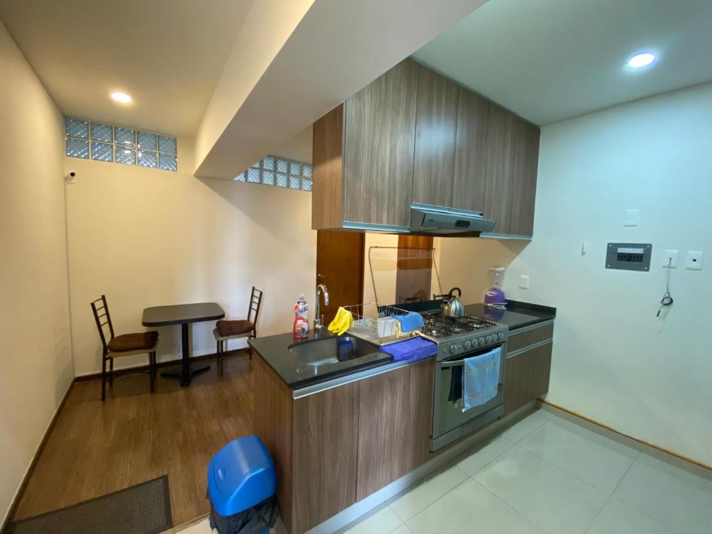 Una cocina o cocineta en Del Parque Suites
