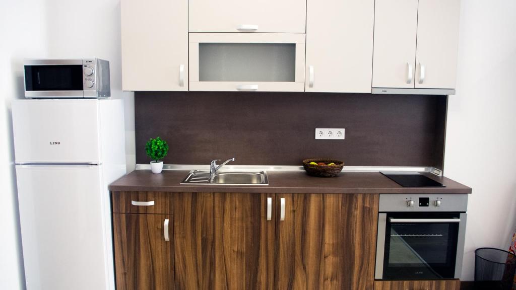 Kuchyň nebo kuchyňský kout v ubytování Stenso Rooms