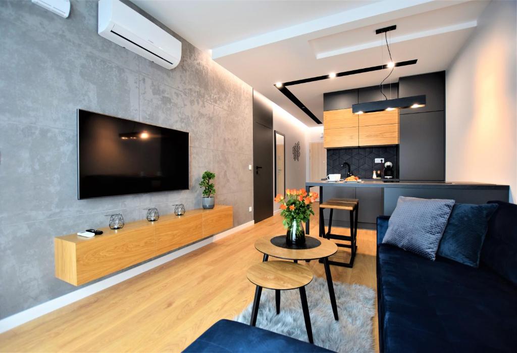 Televízia a/alebo spoločenská miestnosť v ubytovaní Premium Apartments Rzeszów