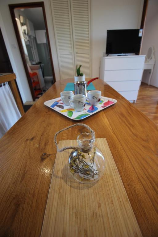 Televízia a/alebo spoločenská miestnosť v ubytovaní Stone house Skrivena