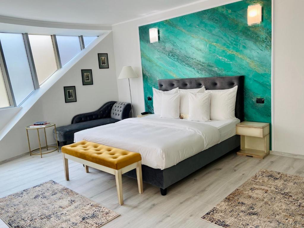 Un pat sau paturi într-o cameră la Hotel Paradis