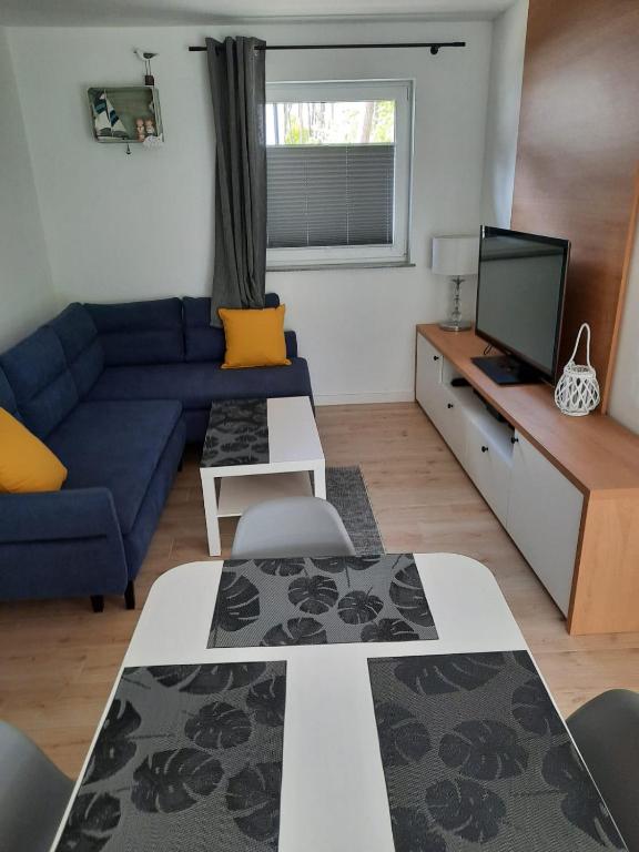 Telewizja i/lub zestaw kina domowego w obiekcie Komfortowy apartament dwupoziomowy w cichej okolicy