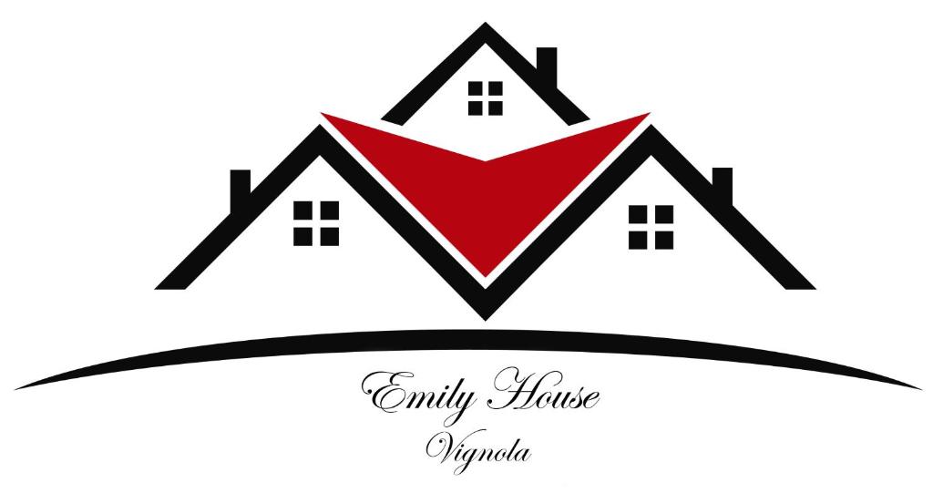 eine Vektorillustration eines Hauses mit rotem Dach in der Unterkunft Emily House Vignola in Vignola