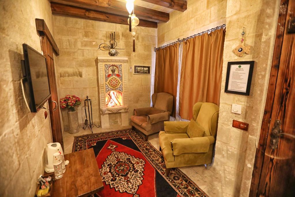 Posezení v ubytování Göreme Cave Suites