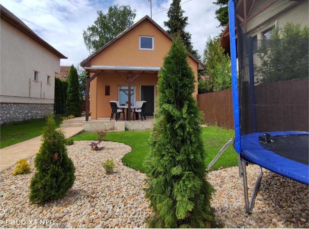dom z sosną w ogrodzie w obiekcie Álom Apartman w Mezőkövesd