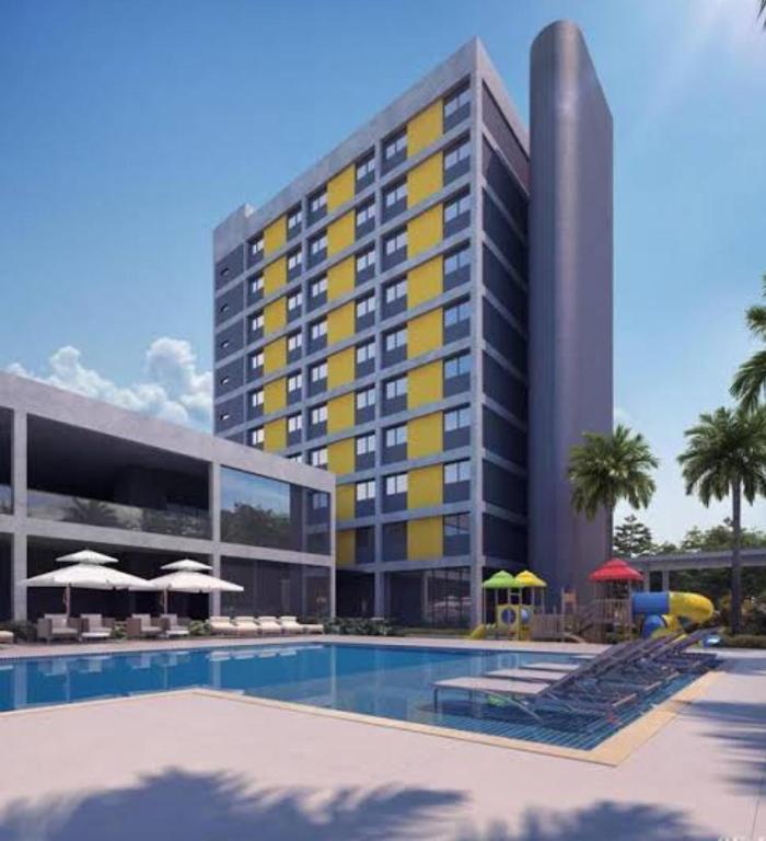 a rendering of a hotel with a swimming pool at Solar Pedra da Ilha in Penha