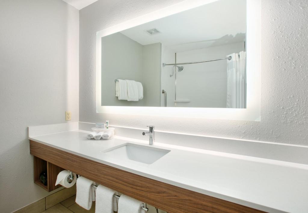 a bathroom with a sink and a mirror at Holiday Inn Express - Hope by IHG in Hope