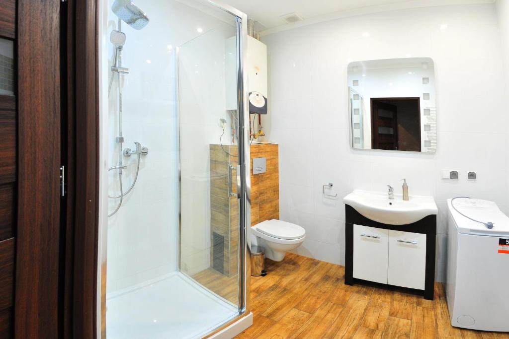 Koupelna v ubytování APARTAMENTY NA MNISZEJ