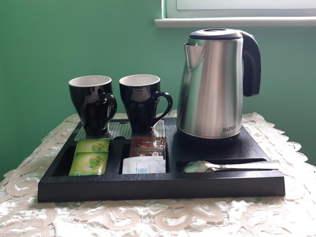 Příslušenství pro přípravu čaje a kávy v ubytování Christina Guest House