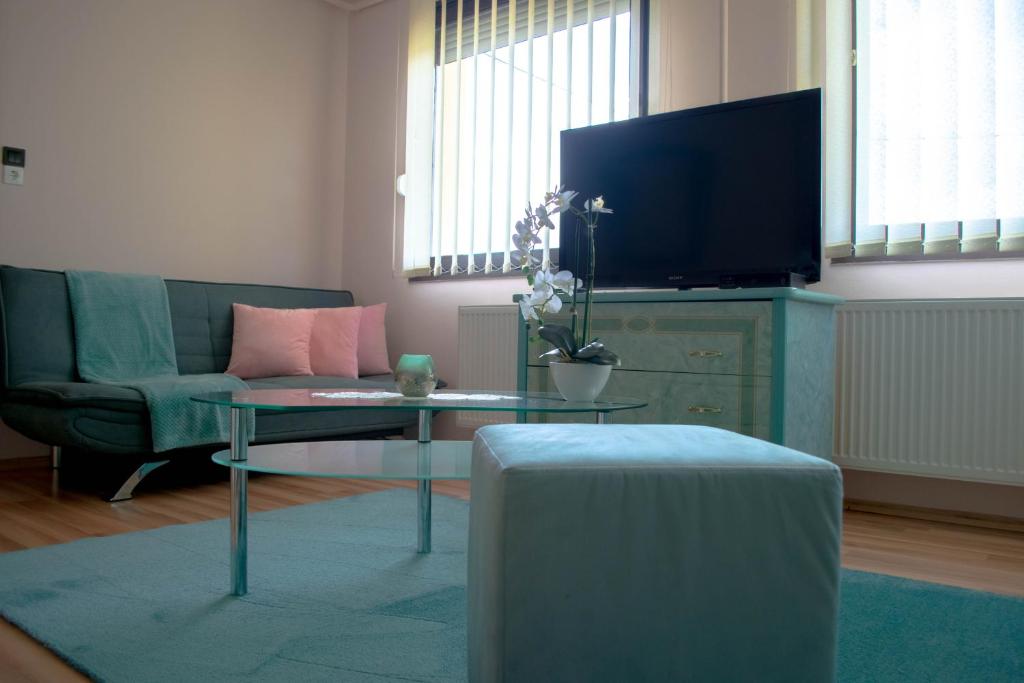TV a/nebo společenská místnost v ubytování Mónika Vendégház