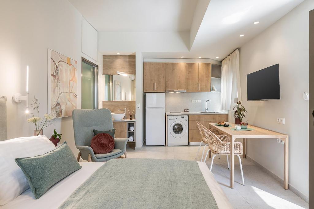A kitchen or kitchenette at Margiani Studio & Apartment